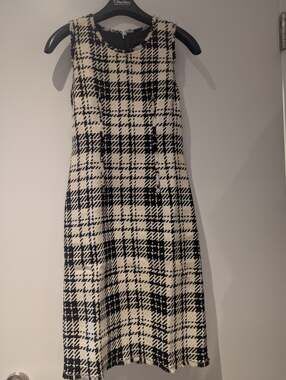 Louis Vuitton Black & White Plaid Cotton Mini Dress Size 36 FR Made In France